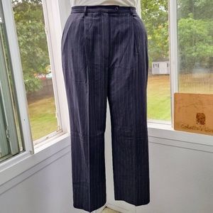 ❤️ STYLE & CO Petite Black & White Pinstripe Wide Leg Crop Pants Size 14